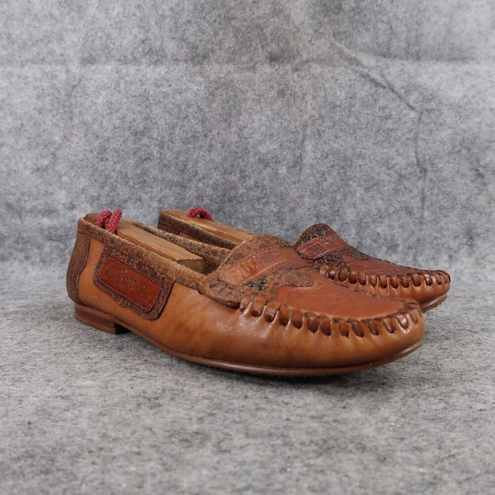 Clicks Shoes Womens 7 Moccasin Flat Loafer Western Express Vintage Leather Retro